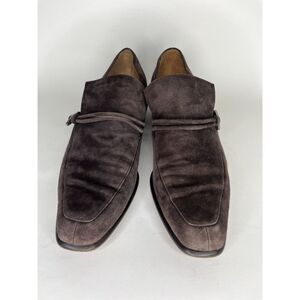 Vía Spiga Brown Suede Leather Square Toe Heel Loafers Shoes Women’s 9B US/39.5EU